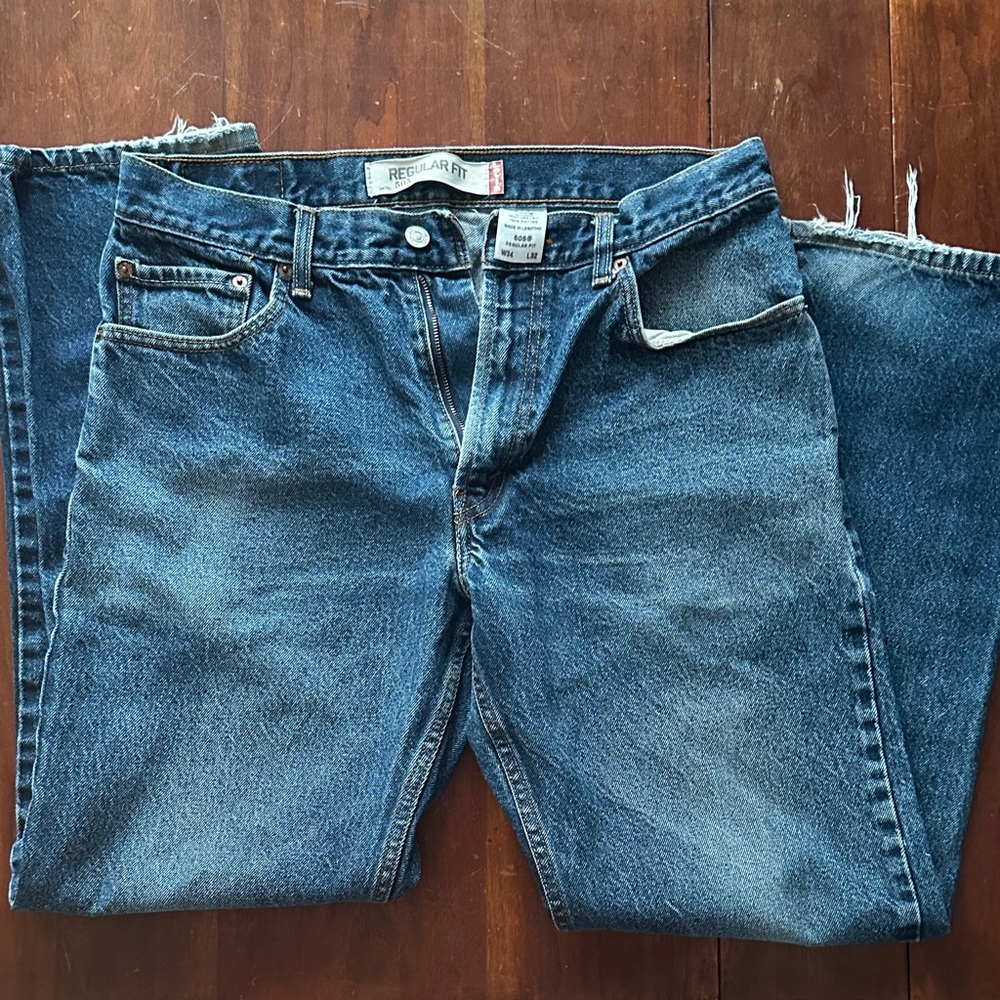 Levi's 505 W34 L32, Men's Dark Blue Relaxed Fit Jeans